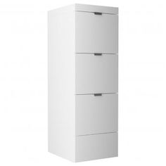 a white cabinet with three drawers