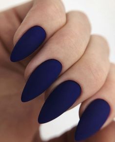 blue nail Blue Matte French Nails, Royal Blue Matte Nails Design, Matte Blue Almond Nails, Matte Cobalt Blue Nails, Matt Dark Blue Nails, Midnight Blue Nails Matte, Navy Matte Nails Design, January Nails Matte, Matte Nails Almond Shape