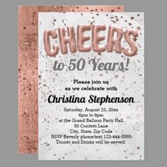 a pink and white birthday party card with the words cheers to 60 years on it