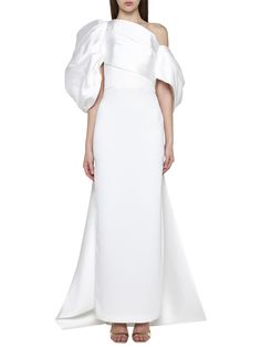 Dress from Solace LondonComposition: Synthetic->polyester, 100% Taffeta Top, Draped Sleeves, Solace London, London Dress, Tube Skirt, Drape Sleeves, London Dresses, Dresses Uk, White Fabric