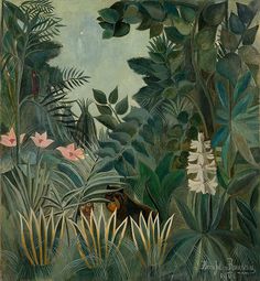 an image of a jungle scene with flowers and plants