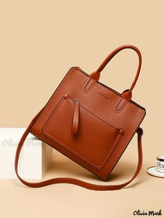 Olivia Mark - Bolso de mano multifuncional de gran capacidad para mujer con correa cruzada Season Activity, Minimalist Tote, Pu Bag, Leather Product, Oversized Tote, Plain Style, Contemporary Minimalist, Tote Handbag, Shoulder Tote Bag