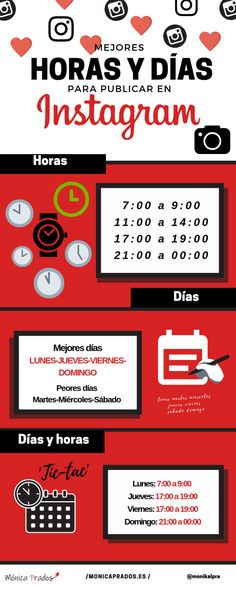 the info sheet for horas y dias instagramn