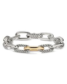 Dy Madison Chain Bracelet in Sterling Silver with 18K Yellow Gold, 11mm David Yurman Chain Bracelet, David Yurman Madison Bracelet, David Yurman Stacked Bracelets, David Yurman Bracelet Stack, Arm Stack, Initial Bracelet Gold, Lagos Jewelry, David Yurman Bracelet, Preppy Jewelry