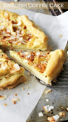 a close up of a pie on a pan