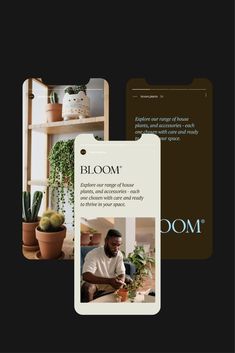 the front and back cover of bloom magazine, featuring an image of a man working on a