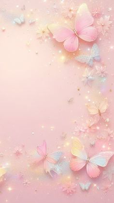 pink and white butterflies with sparkles in the middle on a light pink background that looks like something out of a fairy tale