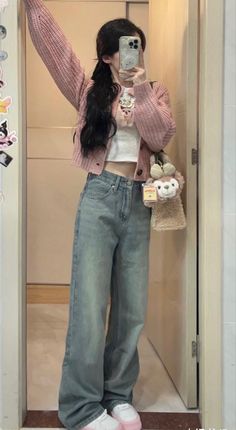 Bbyb3a Outfits, Fem Outfits With Pants, Cute Spring Outfits Aesthetic Korean, Soft Core Outfits Aesthetic, Korea Fashion 2023, Outfit Ideas Wonyoungism, Subtle Pink Outfits, Wonyoungism Outfits Pink, K Fashion Outfits