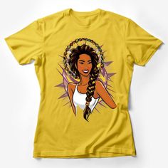 Women's Graphic Tee with Vibrant Tribal Woman Illustration, Stylish Casual Wear, Unique Boho T-Shirt Design Female T-Shirt Custom graphic T-Shirt.Customize your color Yellow Short Sleeve Top With Sublimation Print, Yellow Graphic Tee With Sublimation Print, Yellow Sublimation Print Crew Neck Shirt, Yellow Sublimation Print Graphic Tee, Yellow Crew Neck Shirt With Sublimation Print, Yellow T-shirt With Front Print, Yellow Graphic Print T-shirt, Yellow Short Sleeve T-shirt With Front Print, Woman Illustration