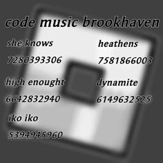 an image of a black and white photo with the words code music brook haven