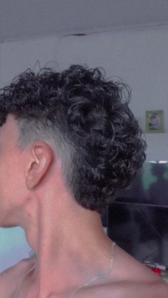 Perm Fade Haircut, Transmasc Curly Haircut, Wavy Hair Mullet Men, Fade Curly Hair Men, Curly Hair Haircuts Men, Men’s Short Fade Mullet, Curly Mohawk Hairstyles Men, Men’s Curly Hair Cuts Medium, Curly Fade Haircut Men