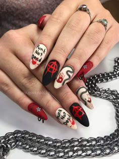 Rocker Nails, Scary Nails, Rock Nails, Emerald Nails, Nails French Tip