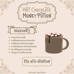 a cup of hot chocolate with whipped cream on top and the words, not chocolate money pot