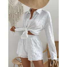 If You Need A Prayer Right Now, Go To My ‘Prayer Section & Story Telling’ Listings Or Comment Below & I’ll Pray For You Brand New, No Tags Color: White Chic & Timeless, Perfect In Spring Or Summer Or On Vacations! Wear It With Gladiator Sandal Or Wedges Model Is Wearing Size S & Is 5.6” 100% Polyester S=4, M=6, L=8/10, Xl=12 Ships In Approx. 7-12 Business Days (Except For Size Xl/12 And “Shorts L + Top Xl” Which Ship The Next Day) Bundle With Other Item(S) For 15% Discount! Over 750 Listings Ava Shein Two Piece Outfits, Two Piece Outfits Summer, White Summer Outfits, Dkny Dress, Two Piece Outfits, My Prayer, White Chic, Short Blouses, Ankle Length Jeans