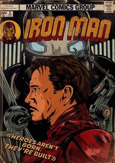 the cover to iron man comic book, featuring an image of a man with a helmet on