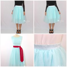 Colette Turquoise Soft Tulle Skirt - Midi  #skirt #tulle #whimsical #tulleskirt #tutu Party Light Blue Tulle Skirt, Skirt Midi, Puffy Skirt, Tulle Midi Skirt, Tea Length, Tulle Skirt, Midi Skirt, Everyday Wear, Ballet Skirt