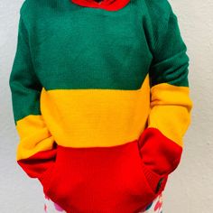 Ethiopian Flag Sweater Yellow Hooded Casual Sweater, Casual Yellow Hooded Sweater, Playful Yellow Sweater For Fall, Multicolor Fall Sweater For Playtime, Fun Multicolor Cotton Sweater, Playful Multicolor Sweater For Playtime, Prairie Dress Pattern, Ethiopian Flag, Girls Sundress