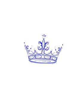 a drawing of a blue crown on a white background