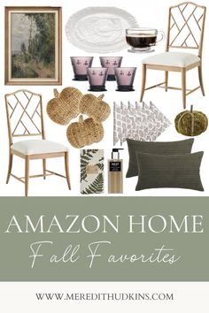 a collage of furniture and decor items with the words amazon home fall favorites