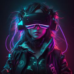 portrait of an emo girl virtual reality gamer 22189642 Stock Photo at Cyberpunk Men, Neon Cyberpunk, Neon Backgrounds, Cyberpunk Girl, Virtual Reality Headset, Cyberpunk Style, Vr Headset, Flash Photography, Happy Women