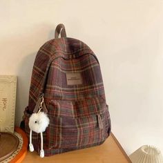 TSB57 Cool Backpacks - Fashion Plaid Woollen Rucksack For School Brown Backpack For Study, Brown Study Backpack, Casual Brown Backpack For Study, Cool Backpack, Travel Rucksack, Plaid Fashion, Teenage Girls, Cool Backpacks, School College