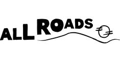 the all roads logo is shown in black and white