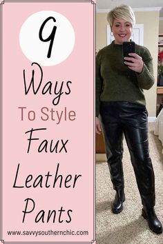 9 Ways to Style Faux Leather Pants Faux Leather Pants Business Casual, What Shoes To Wear With Black Faux Leather Pants, Leather Faux Pants Outfit, Black Faux Pants Outfit, Leather Pants And Chelsea Boots Outfit, Faux Leather Joggers Outfit Plus Size, Black Faux Leather Pants Outfit Plus Size, Black Leather Pants Plus Size Outfit, Black Leather Pants Outfit For Concert