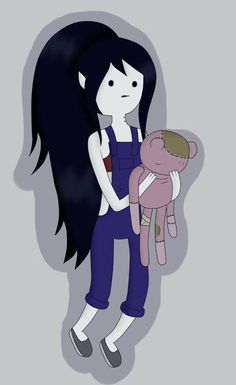 a girl with black hair holding a pink teddy bear