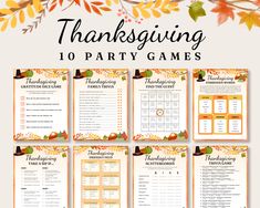 thanksgiving party games for kids with the text overlaying them