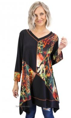 Lilou Pretty Woman Plus Size Patchwork Tunic In Multi Colors Stylish Plus Size Clothing, Plus Size Tips, Black Pumpkin, Plus Size Summer Outfit, Stylish Plus, Looks Vintage, Curvy Fashion, Plus Size Tops, Outfits For Teens