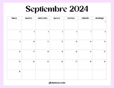 the printable calendar for september is shown in black and white, with pink background