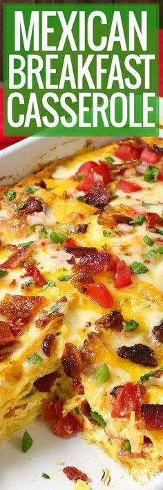 the mexican breakfast casserole is ready to be eaten