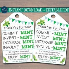 Printable Thank You Tags, Volunteer Mint Labels, Printable, INSTANT + EDITABLE, Thank You Gift, PTA Staff Gift Appreciation Mint Favor Label Volunteer Appreciation Gifts, Appreciation Gifts Diy, Staff Appreciation Gifts, Teacher Appreciation Gifts Diy, Volunteer Gifts, Volunteer Appreciation, Staff Gifts, Employee Appreciation Gifts, Staff Appreciation