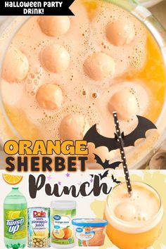 This easy Sherbet Punch recipe is great for holidays, baby showers, Christmas, potlucks and more! You can easily adapt it for any color and any occasion! Juice, soda and sherbet are all you need (feel free to add in alcohol for an alcoholic version too! Orange Sherbet Punch, Halloween Punch For Kids, Homemade Punch, Sherbet Punch Recipes, Easy Party Punch, Sherbet Punch, Orange Punch