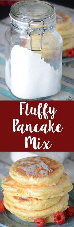 fluffy pancake mix in a glass jar