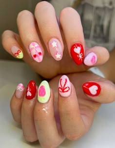 not my pic! SAVE AND FOLLOW!!  #preppy #cute #phone #aesthetic #coquette #1 #fashion #iphonewallpaperaesthetic #cool #preppyaesthetic #preppyslay #preppylifestyle #style #summer #summerstyle #summertime #summervibes #summerstrike #summernails #summernaildesigns #summernaildesigns #nailart #nails #nailstagram #nailtech #nailswag #tiktok #beachlife #beach #cutecore #nailsoftheday #fashion #trendy #trending #trendingnow #cleangirl #cleangirlnails #cleangirlaesthetic #bow #bowsbowsbows #bows #bowstyle Summer Nails Maximalist, Cute Phone Aesthetic, Unique Almond Nails, Trendy Nails For Summer, Different Design On Each Nail, Cute Trendy Nails, Hand Painted Nail Art, Hippie Nails