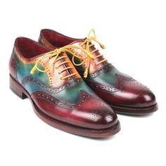 Paul Parkman Luxury Handmade Shoes Wingtip Goodyear Welted Multi-Color Oxfords (PM5862) Material: Calf-skin Leather Color: Hand-painted Multi(Blue / Green / Bordeaux / Camel) Hardware: None Outer Sole: Goodyear welted construction on double leather sole Wingtip oxfords men's handmade shoes Bordeaux leather lining and inner sole Comes with Original box and dustbag. PAUL PARKMAN creations are all made strictly by hand in a small factory in limited numbers. They feature obsessive research into leat Dress Boots For Men, Casual Boots Womens, Bordeaux Dress, Mens Dress Boots, Wingtip Shoes, Wingtip Oxford, Boots For Men, Goodyear Welt, Mens Oxfords