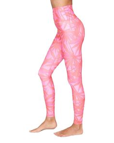 Feel pretty in pink as you flow with intention in Spiritual Gangster's High Waist Leggings. The high waistband and four-way compression support the athletic yogi while the nature-inspired pink glow will make you feel like a tropical goddess. Made from quick-drying and moisture-wicking recycled polyester for all-day comfort. Details & Care Material: 80% Recycled Polyester / 20% Elastane Sizing: XS (25-26" waist, 35-36" hip); S (27-28" waist, 37-38" hip); M (29-30" waist, 39-40" hip); L (31-32" wa Yoga Branding, Yoga Apparel, Yoga Online, Types Of Yoga, Online Yoga, Spiritual Gangster, Yoga Shop, Beyond Yoga, Pink Leggings