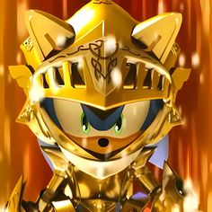 an animated image of a golden cat in armor