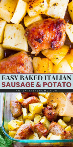 Add this Baked Italian Sausage and Potato to your easy comfort food dinner ideas! This easy meal is tasty, delicious, and gluten-free. Pin this family weeknight dinner recipe! Meals When Its Hot Out, Italian Sausage With Potatoes, Italian Pork Sausage Recipes, Sausage Recipes Potatoes, Italian Sausage And Potatoes, Easy Sausage Dinner, Easy Sausage Dinner Recipes