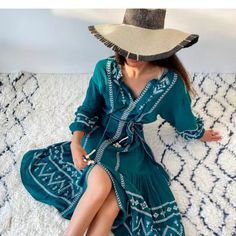 New With Tags Size- Small Price Is Firm No Offers 0653/046 Cotton Kaftan, Boho Midi Dress, Dress Cottagecore, Embroidered Midi Dress, Embroidered Maxi Dress, Oversized Dress, Women Midi, Green Midi Dress, Midi Shirt Dress