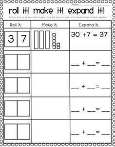 roll and make printable math worksheet for kids to practice numbers 1 - 10