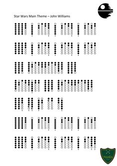 the star wars theme is shown in black and white, with numbers arranged on it