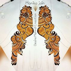 an intricate design on the side of a white piece of paper that says monika jain