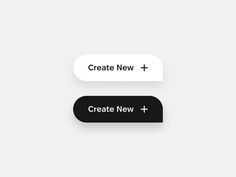 two black and white buttons with the words create new on one side and the word create new on the other