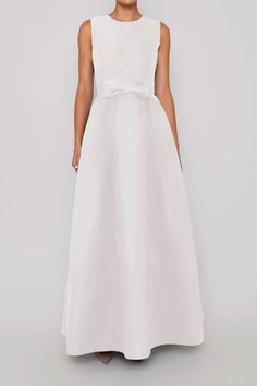 Grace Silk Faille Full Gown with Removable Bow Belt – ALEXIA MARÍA Full Gown, Full Length Skirt, Full Length Skirts, Bow Belt, Dressed To The Nines, Jewel Neckline, Bow Detail, Fitted Bodice, Wedding Gowns