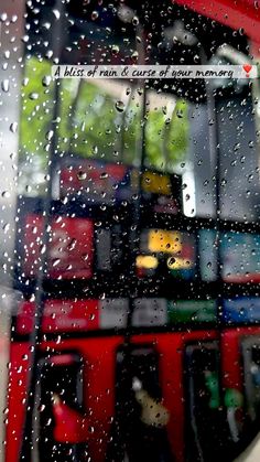 rain drops on the glass of a bus