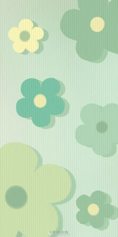 an image of green and yellow flowers on a blue background with white circles in the middle