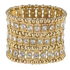 PRICES MAY VARY. An ultra-chic style that shifts from daytime to evening looks with ease, this stretch bracelet boasts 3 rows of antique gold metallic links set with shimmering flecks of diamond rhinestones. Handmade stretch easy to slip on and off: Fits wrists 7.14 inches or smaller. Easy to slip on and off with a stretch design. Its 2 inches wide. LOOKING FOR A SPECIAL GIFT? A gift for yourself or makes a great gift for a birthday, holiday, Christmas, graduation, going away party, incentive, c Formal Gold Metal Stretch Bracelet, Gold Metal Beaded Bracelet For Party, Gold Metal Beaded Bracelets For Party, Elegant Gold Stretch Bracelet For Party, Gold Metal Stretch Bracelet For Parties, Antique Bracelets, Gold Rhinestone, Silver Crystal, Bracelet For Women