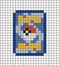 a cross stitch pattern with a dog's face in the center and yellow, blue, and gray squares